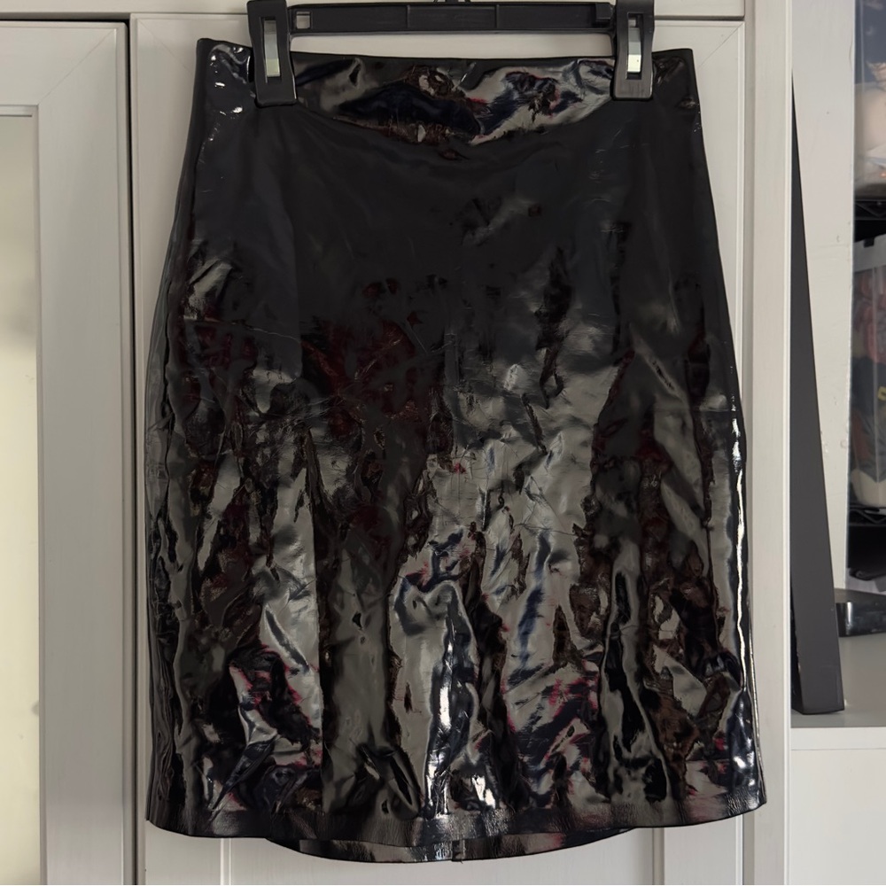 Commando Faux Patent Leather Mini Skirt in Black Size Small